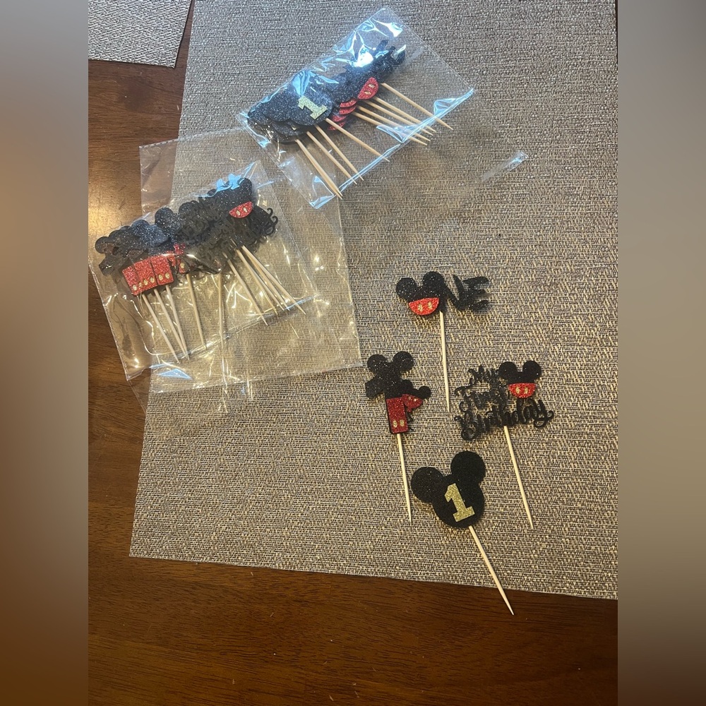 Mickey‎ Mouse 1st birthday cupcake toppers